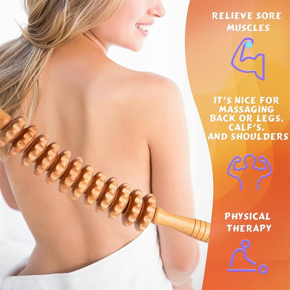 Natürlicher Holz-Massage-Roller für Taille, Oberschenkel, Cellulite-Reduzierung, Muskelverspannungs-Linderung, Körpermassagegerät