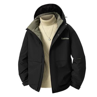 New Velvet Thickened and Removeable Coats, Cotton Coat, Two-color Cotton Coat, Hooded Winter Jacket for Middle-aged and Young People