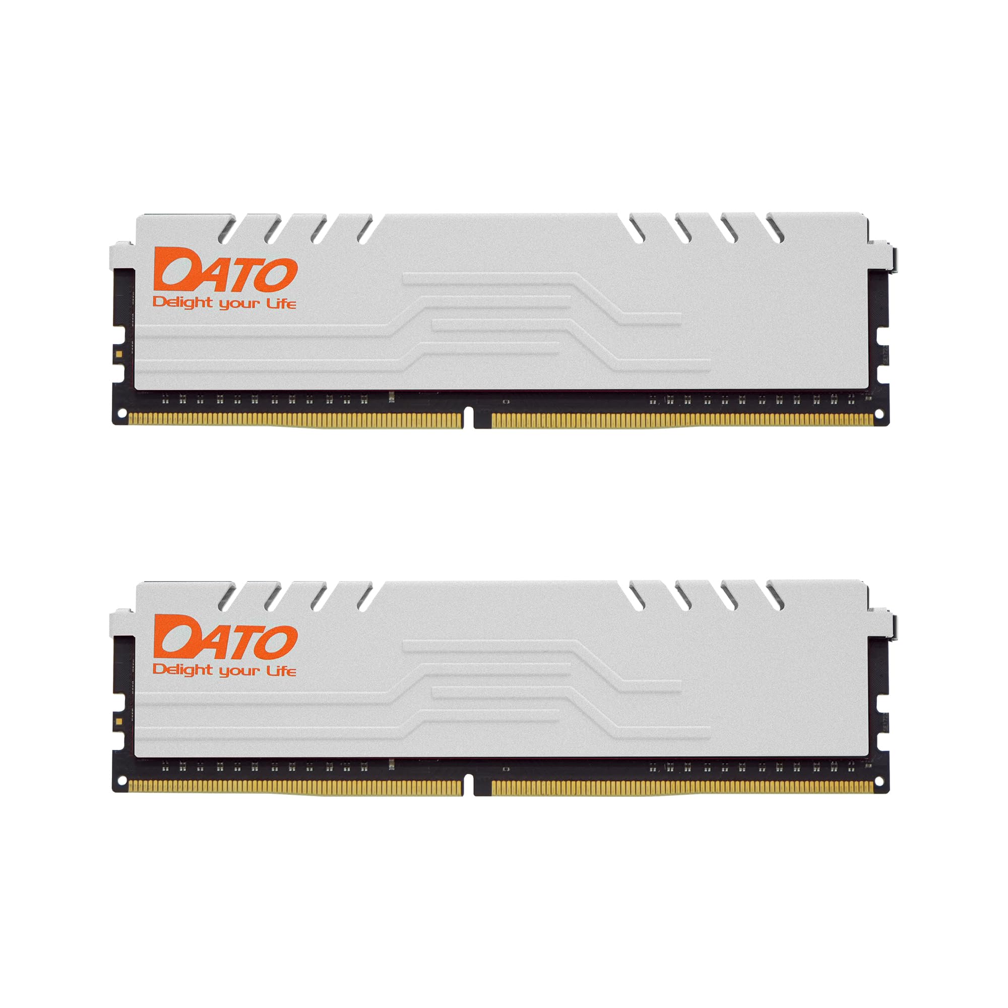

DATO Memory 16GB DDR4 16GB 3200MHz UDIMM with Heatsink CL16 PC3200 RAM with Gaming Dedicated Memory 288 Pin Extreme White (2 8GB) PC4-25600 1.35V