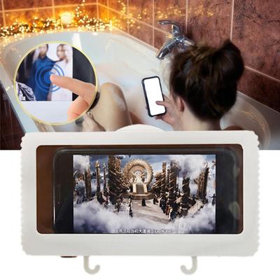 Wall Mounted Shower Phone Protective Case Waterproof Punch Free Bathroom Cell Phone Mount Touch Screen Phone Shelf Box