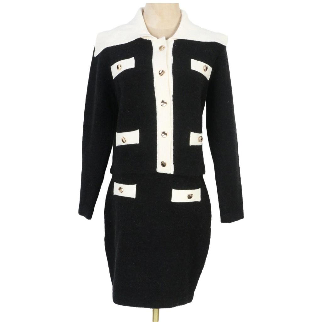 Knitted Socialite Color Block Cardigan & Skirt Set - Autumn/Winter 2024