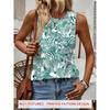 Women's Printed Tank Top T-shirt with Patterned Short Sleeves, Women's Sleeveless Round-neck T-shirt