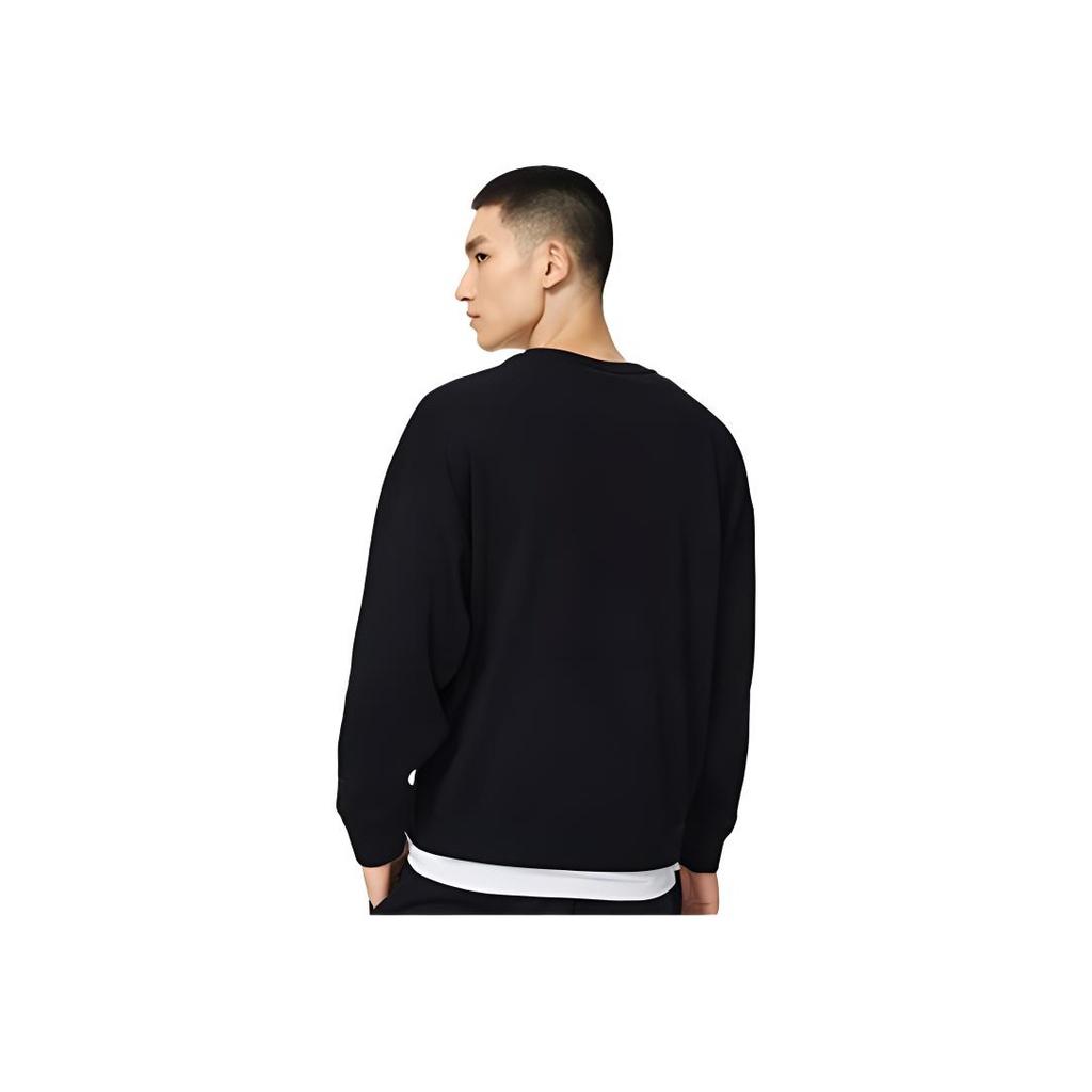 Li-Ning Sudadera de Cuello Redondo con Estampado de Logotipo de Color Sólido Serie Wade Tops Unisex Negro AWDSC57-1