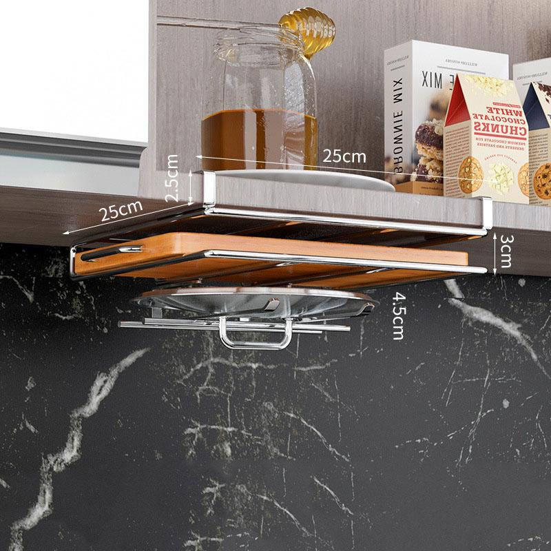 Hängendes Küchenregal mit Haken unter dem Schrank, Papierhandtuch, Lumpen, Aufhänger, Schneidebrett, Topfdeckelhalter, Aufbewahrungsregal