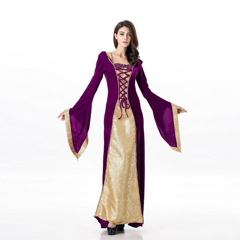 Large Halloween Costume: European Medieval Court Queen for Masquerade Party or Performance