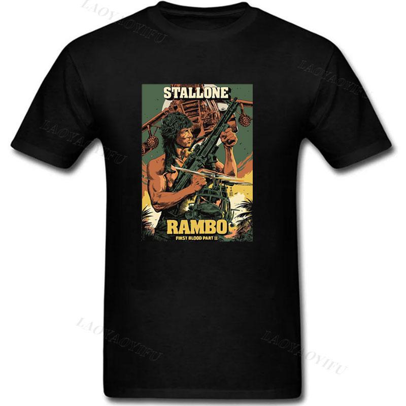 Rambo Joined Gi Joe Vintage Style Stallone First Blood Part II Casual Loose Camisetas Funny Streetwear T-Shirt Man S разноцветный