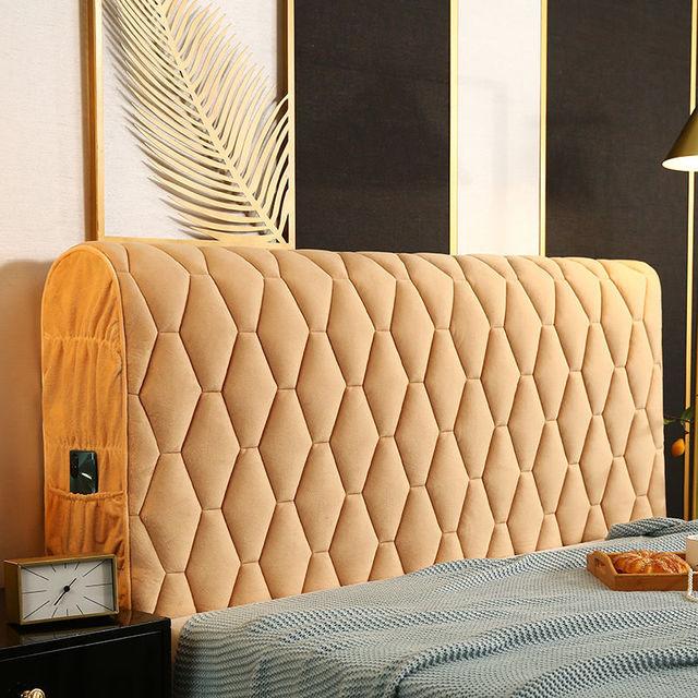 Luxury Thicken Velvet Quilted Headboard Cover Solid Color High Grade All -Inclusive Bedside Cover Soft Plush Bed Head Cover