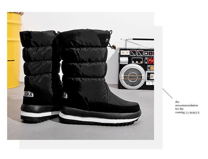 Northeast Women's Winter Waterproof Non-Slip Velvet Mid-Calf Snow Boots - Warm Thick Bottom.