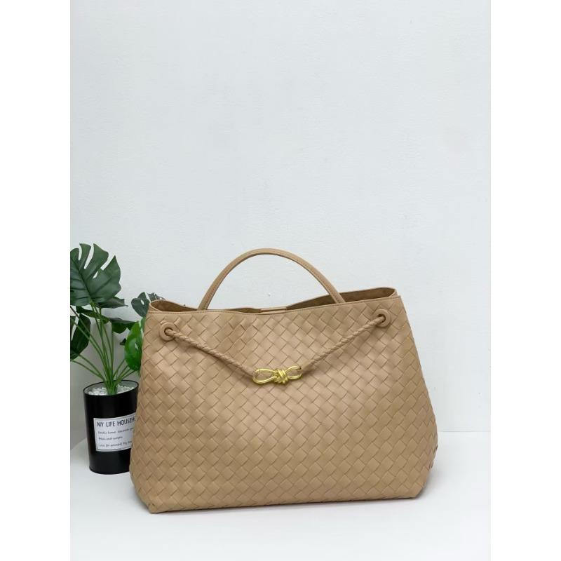 oversized bow metal rope buckle cowhide woven bag women's autumn and winter new leather large-capacity handbag