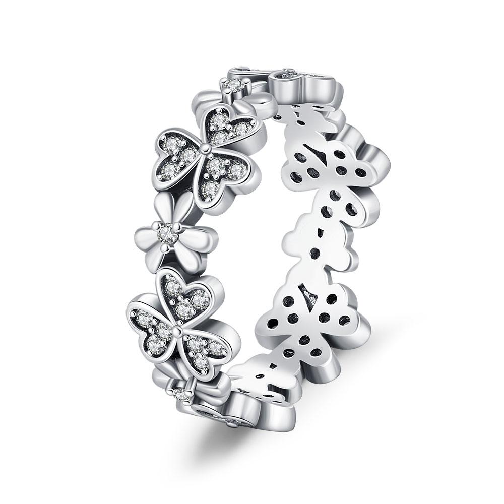 

Кольцо из стерлингового серебра 925 пробы Женское с кубическим цирконием Счастливый клевер Многослойное кольцо Обручальное кольцо Эстетичные ювелирные изделия Подарок 6