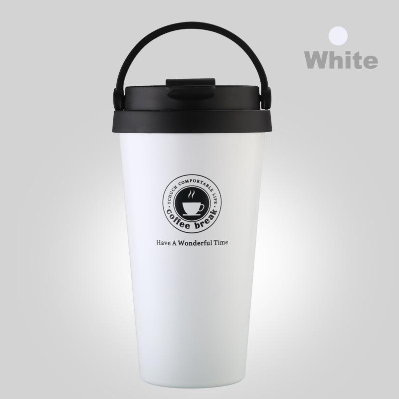 

Бутылка для воды Fashion Кофейная кружка Термос из нержавеющей стали Чайник с защитой от протечек Дорожная кофейная кружка Кружка для чая и молока белый