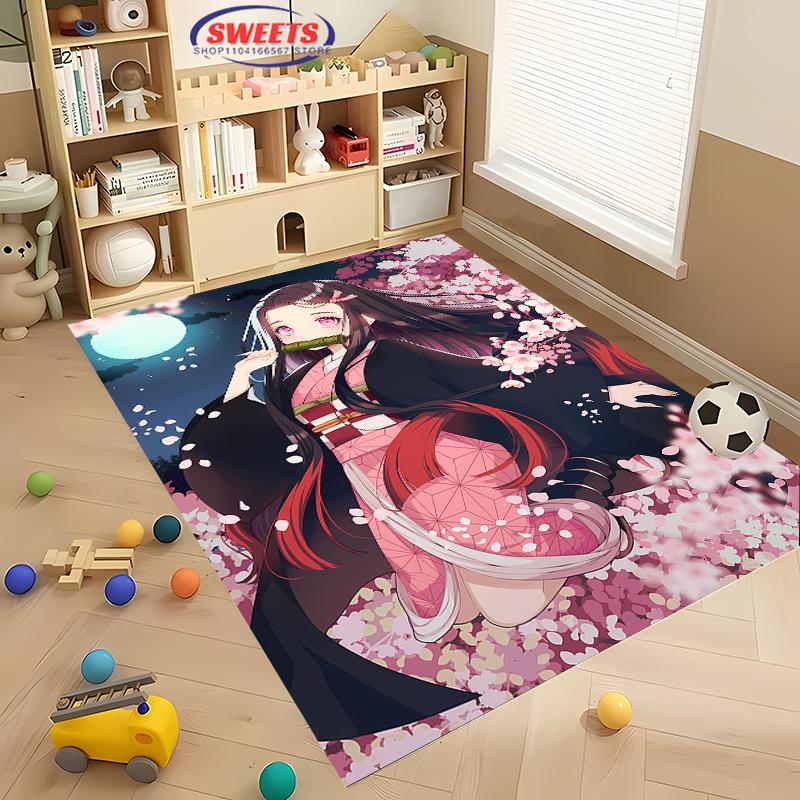3D Printing Japan Anime Kamad0 Nezuk0 Carpet for Living Room Children's Bedroom Sofa Doormat Floor Rug Anti-slip Decor Mat Gift