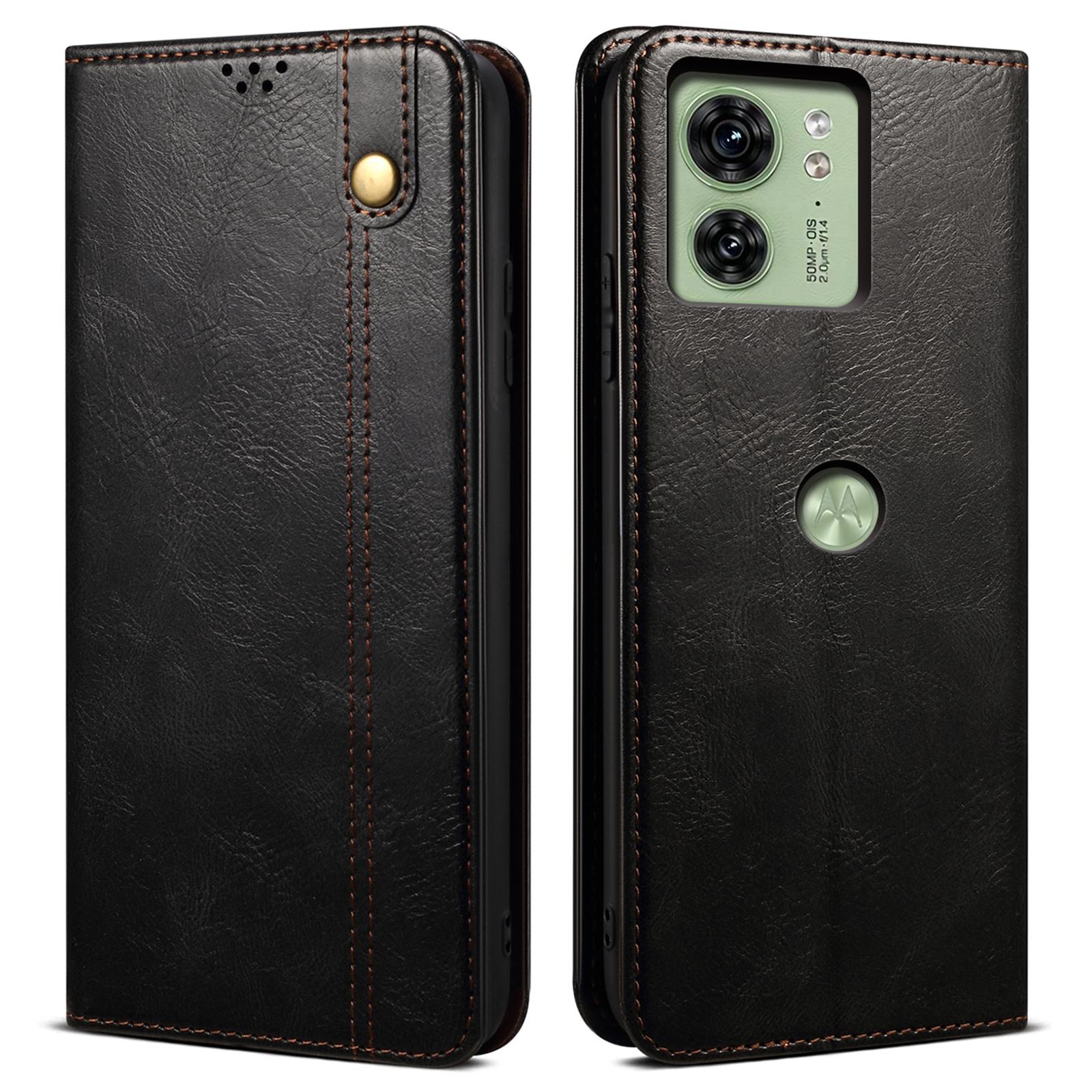 

Для Motorola Edge 40 5G Чохол Воскова Текстура Шкіри Crazy Horse Шкіряний Чохол-Гаманець Black