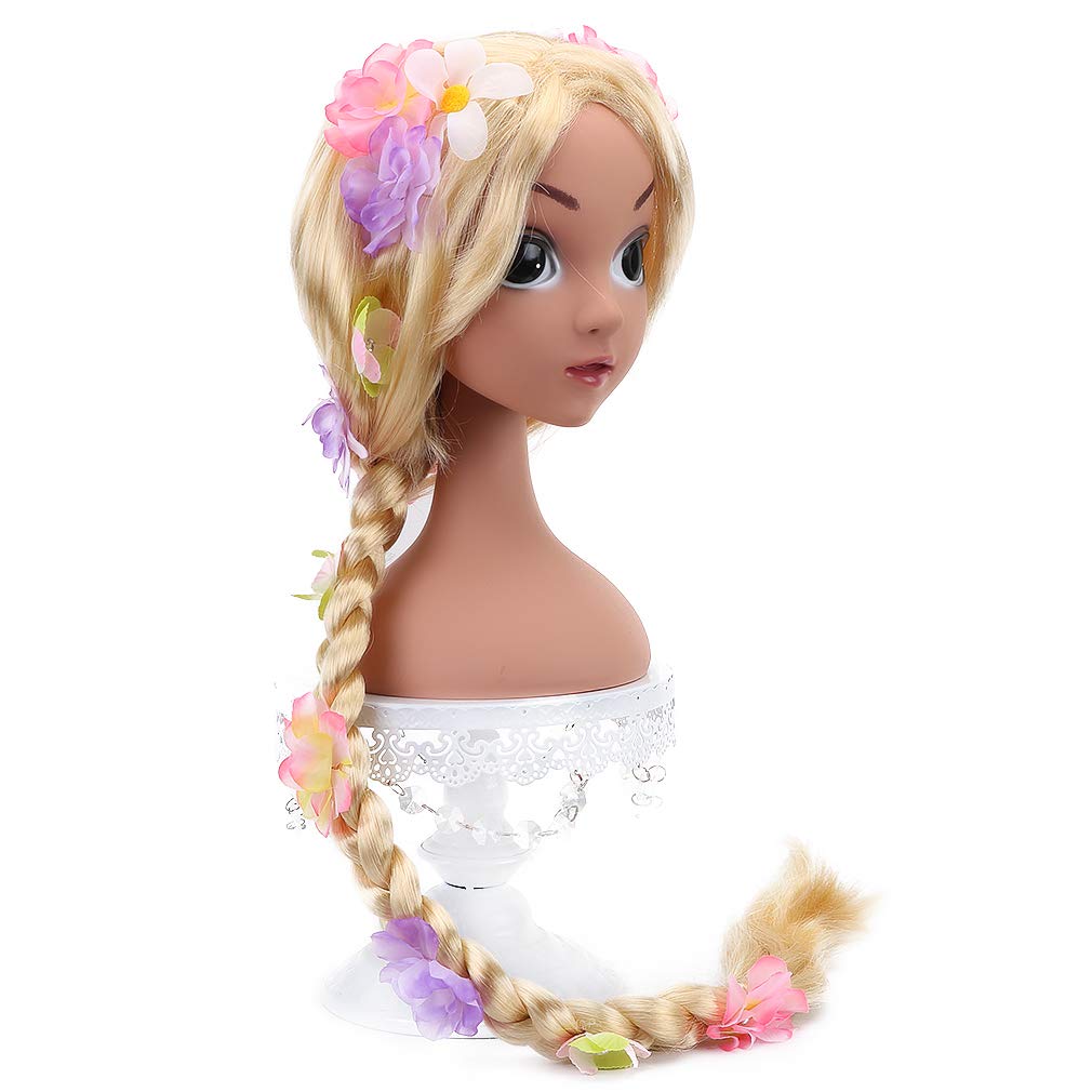 Girls Long Braided Wig with Flowers Cosplay Princess Costume Wig Children's