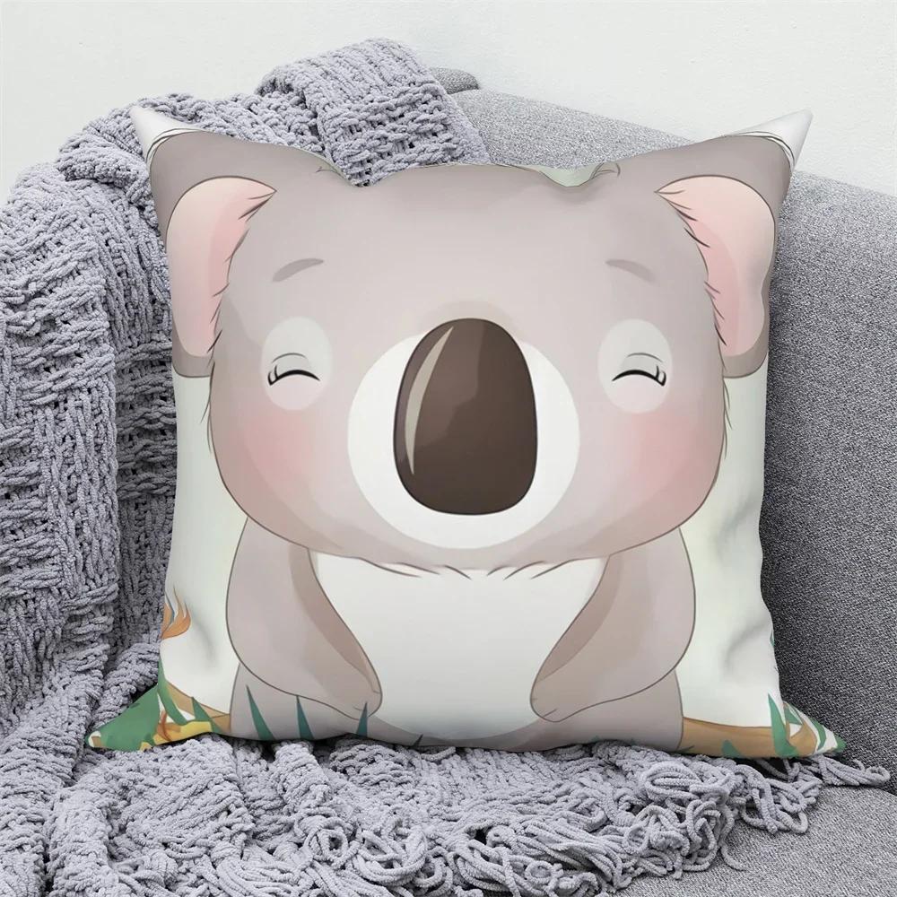 Niedlicher Cartoon Tierdruck Muster Kissenbezug Zuhause Wohnzimmer Sofa Dekoration Quadratisches Polyester Kissen