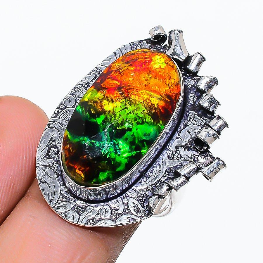 

Dichroic Glass Gemstone Handmade 925 Sterling Silver Jewelry Ring Size 7 SU-10519