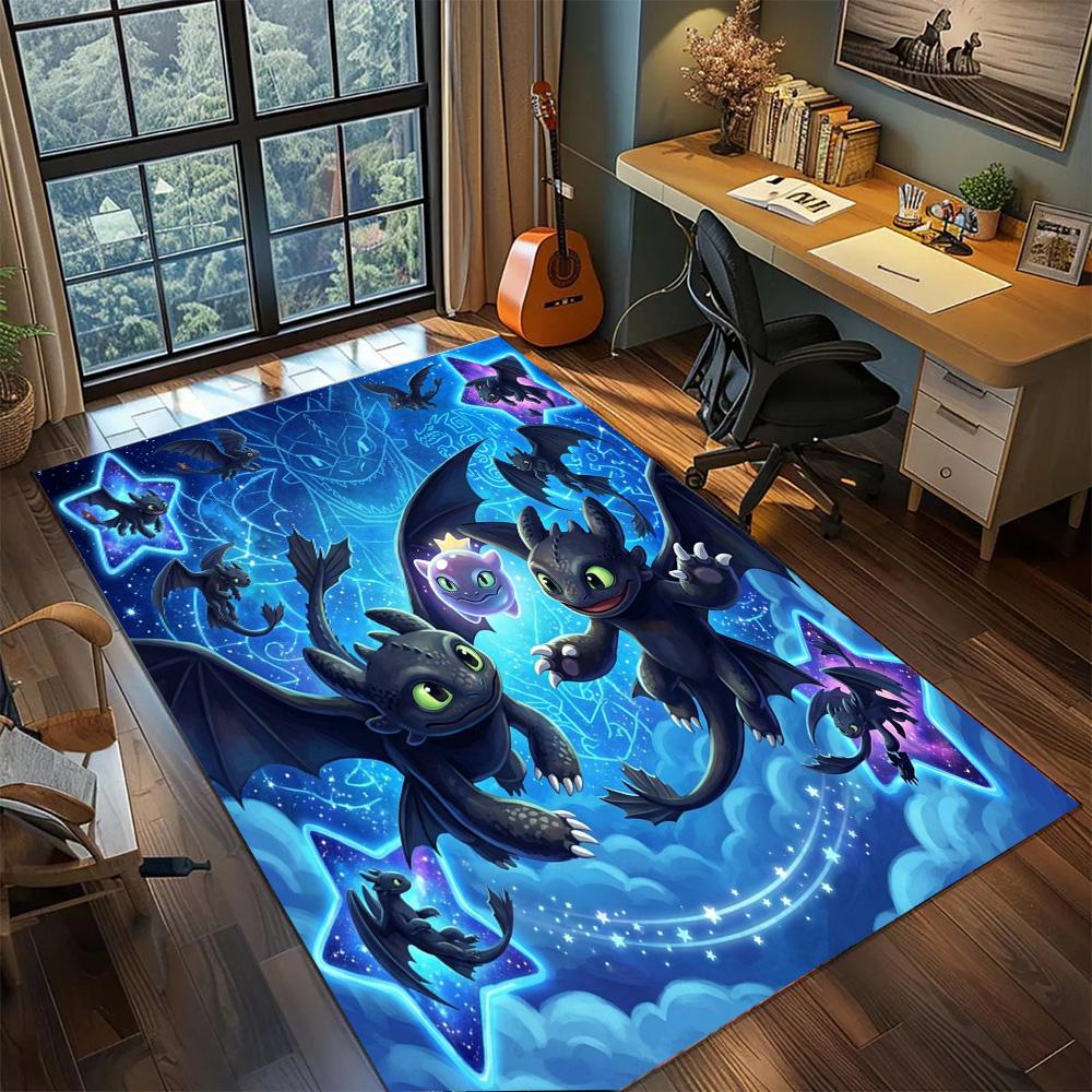 Toothless Night Fury Floor Mat Decor Non Slip Large Area Washable Rug Carpet Bedroom Gamer Room Home.-TING