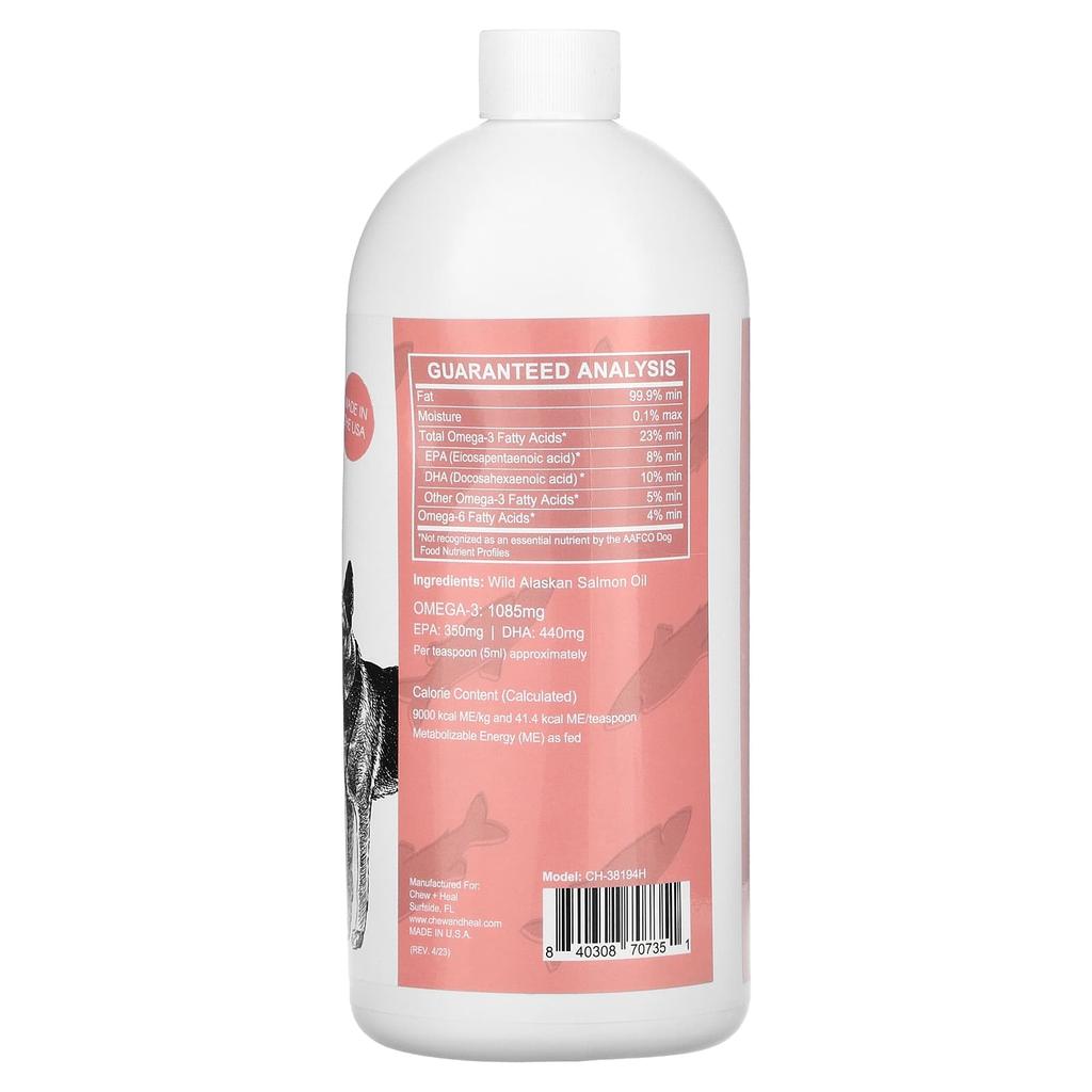 Chew + Heal Wild Alaskan Salmon Oil, For Dogs, 946 Ml (32 Fl Oz)