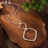New hollow geometric square ring long pendant, women's high-end irregular long necklace