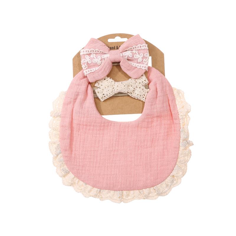 3 Teile/satz Solide Baumwolle Baby Lätzchen & Spitze Stirnbänder Prinzessin Jungen Mädchen Speichel Handtuch Fütterung Spucktücher Haar Bands
