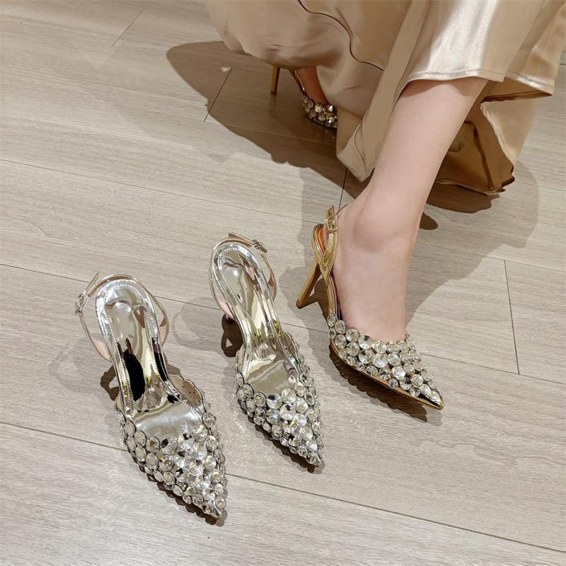 Eilyken Sexy Pointed Toe Crystal Women Pumps PVC Transparent Hollow Prom Thin Heels Elegant Female Party Shoes Zapatos De Mujer