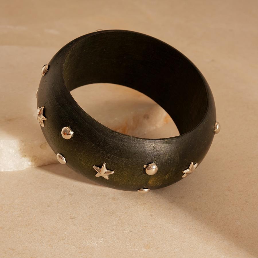 European and American Wooden Bracelets Retro Simple and Versatile Bracelets Light Luxury High-end Temperament Jewelry Women