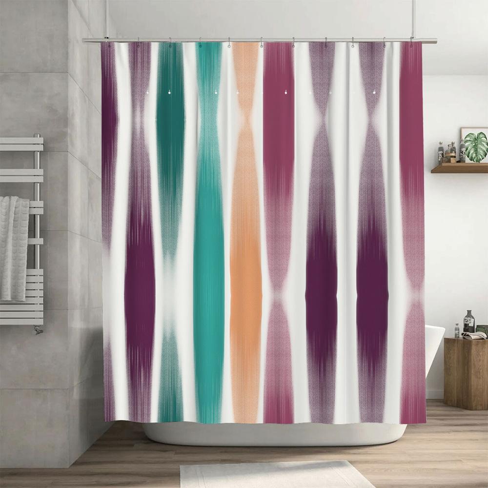 Modern Bath Shower Curtain Waterproof Fabric With Colorful Geometric Patterns Decorate Your Bathroom In Style (Large Size)