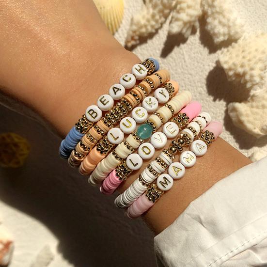 

Женский браслет с буквами, эластичная полимерная глина, изысканный браслет в стиле бохо для вечеринки
