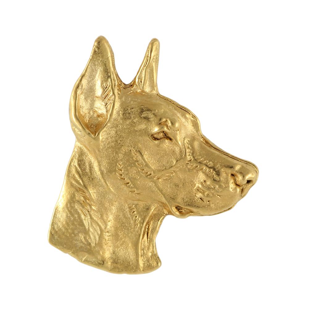 Dobermann, Doberman Pinscher, Dobie I - Dog brooch in decorative box, elegant gold-plated pin, Art-Dog brand jacket pin