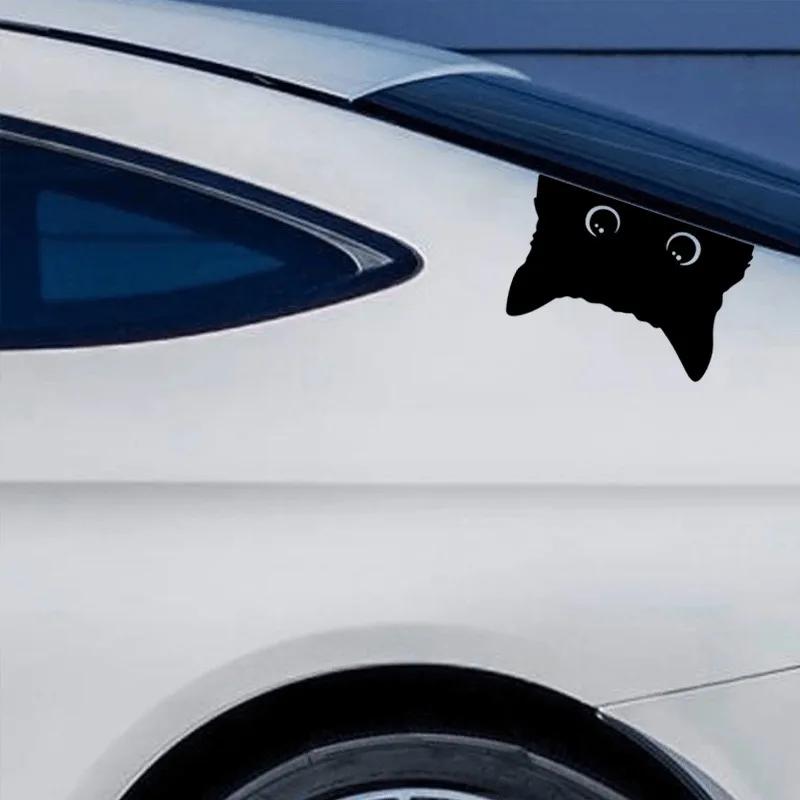 Vinyl Car Sticker Accessory - Waterproof Styling Cover for Car Decoration - Adorable Poor Cat Design with Big Eyes for Car