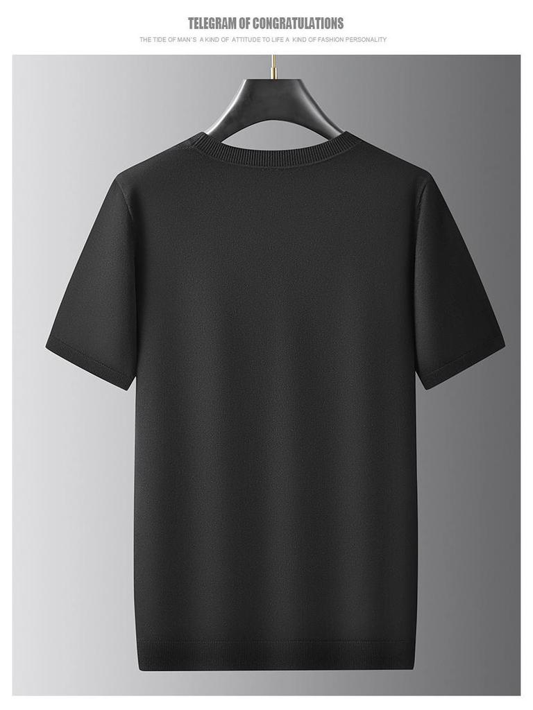 Plus Size Men's Round Neck Short Sleeve Knit Pullover - 2025 Autumn/Winter Collection