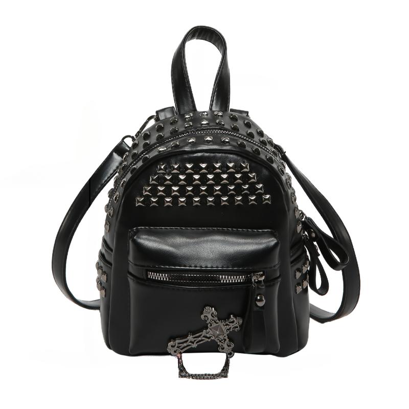 Solider Niet PU Rucksack für Damen hohe Qualität Punk Persönlichkeit Super Cool Schulter- und Umhängetaschen