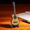 Wooden Mini Guitar Model with Stand Tiny Classical Guitar Figurine Miniature Musical Instrument Ornament Home Office Desktop Decoration