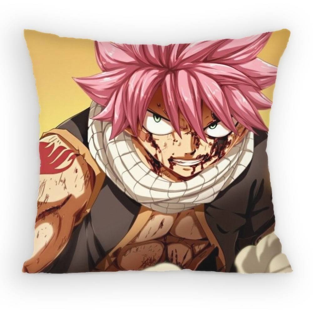 FAIRY TAIL Natsu Pillow Case Antidustmite Pillowcase Invisible zipper silky short plush Sofa cushion cover