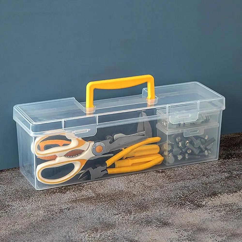Transparenter Werkzeugkasten Multifunktionaler Werkzeugkasten Kunststoff-Teilebox Werkzeug-Organizer Haushaltswerkzeug-Aufbewahrungsbox