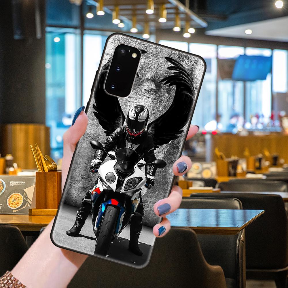 Telefonkasten für SamSung Galaxy S Note 21 20 10 9 8 7 6 Plus Edge E Lite Ultra Schwarz Cover Wasserdicht 3D Coque Moto Motorrad