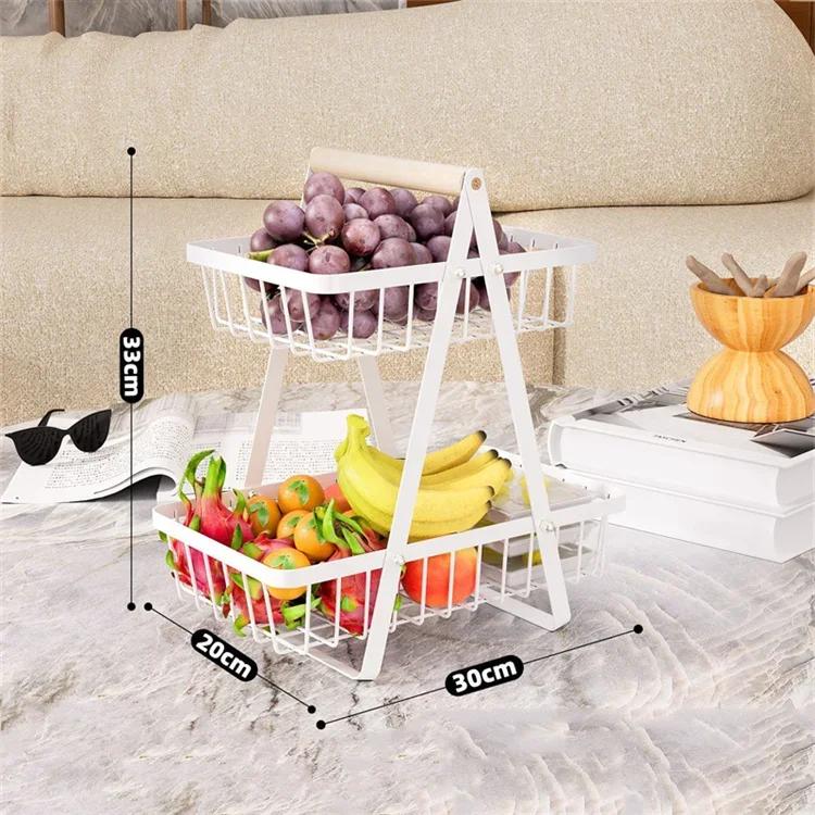 Abnehmbarer Obstkorb mit 2/3 Ebenen für die Arbeitsplatte aus Eisen, multifunktionaler Aufbewahrungskorb für Trockenfrüchte und Brot, Küchen-Hohlorganizer
