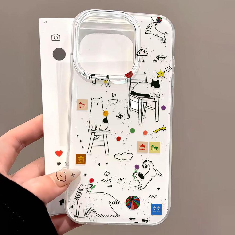 Painted Phone Case for iPhone 12 13 15 16 iPhone 16 12 13 14 15 Pro  14 15 16 Pro Max Coverage Shockproof Anti-Fingerprint Fresh Style Protective Case