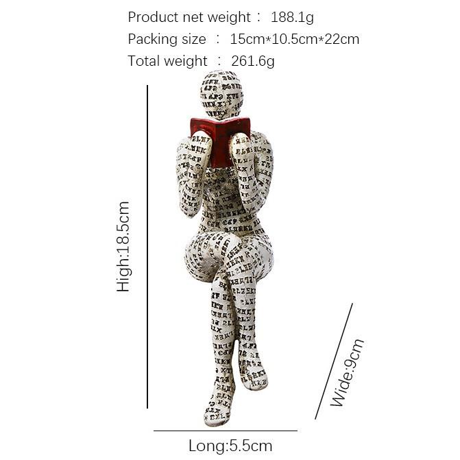 Reading Woman Resin Figurine - Creative Bookshelf and Home Study Decoration Ornament