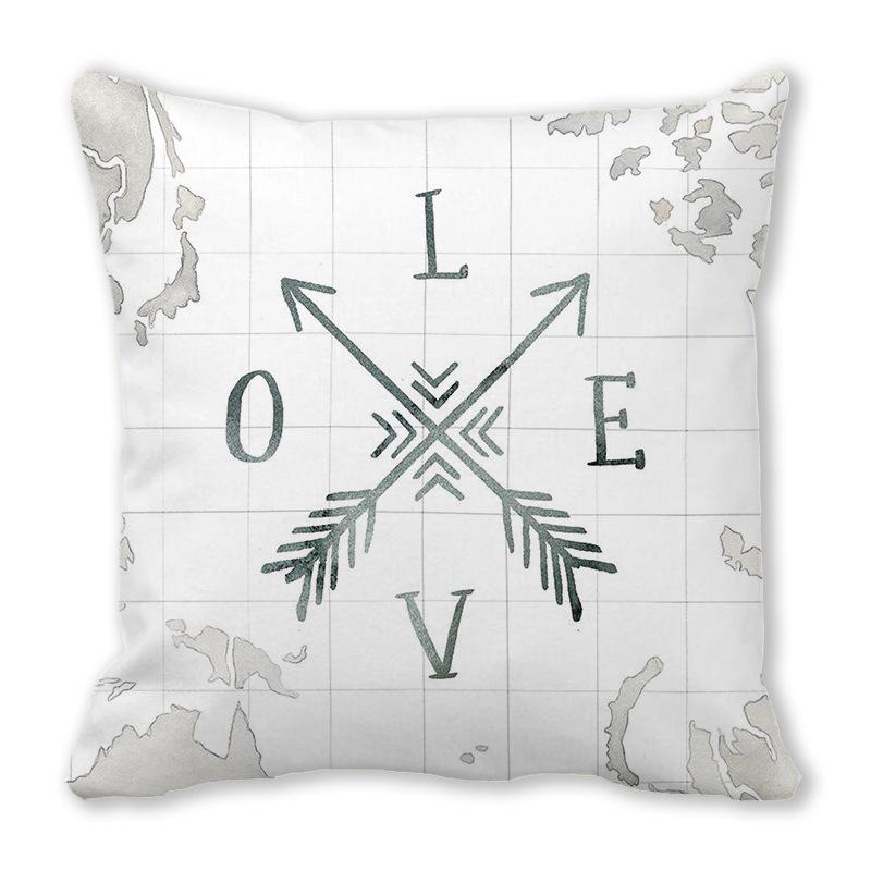 Happy Valentine's Day Theme Digital Printing Short Plush Pillow Covers for Car Sofa Office Cushion Cover Home Goods 60x60cm