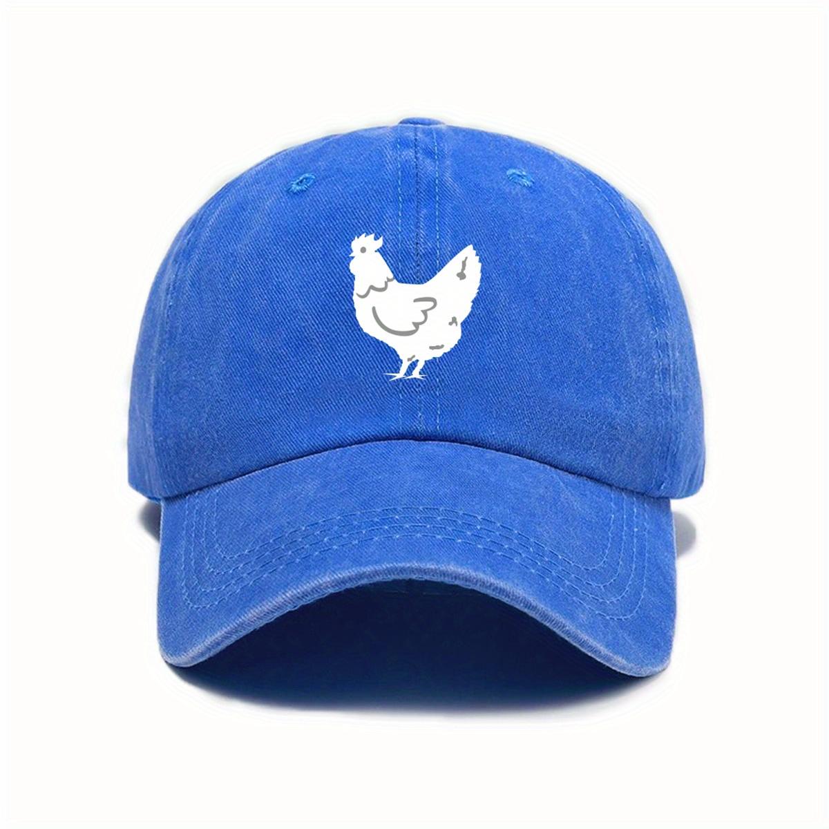 

White hen printed baseball cap with fun style, suitable for both men and women s daily casual wear, versatile duckbill cap Adjustable синій