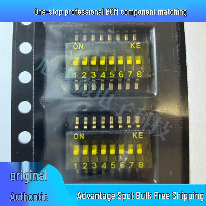 

8-Bit Gold-Plated SMD DIP Switch, 1.27mm Pitch, Flat Type DIP Switch 8P DSHP08TSGER
