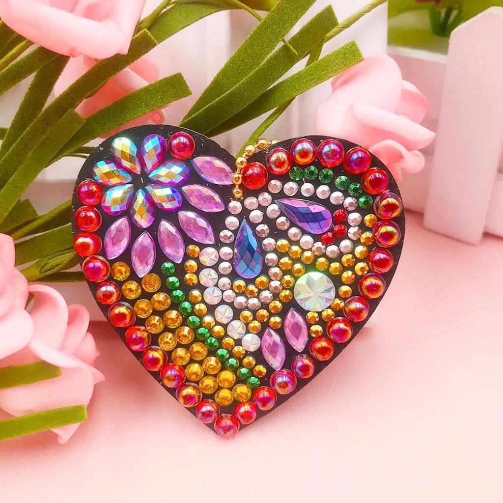 5pcs DIY Diamond Painting Keychain Full Drill Love Resin Bag Pendant Decoration