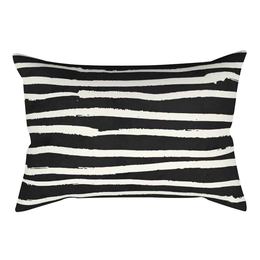 Classic Fashion Black and White Striped Geometric Rectangle Embrace Pillowcase Sofa Living Room Home Decor Cushion Cover