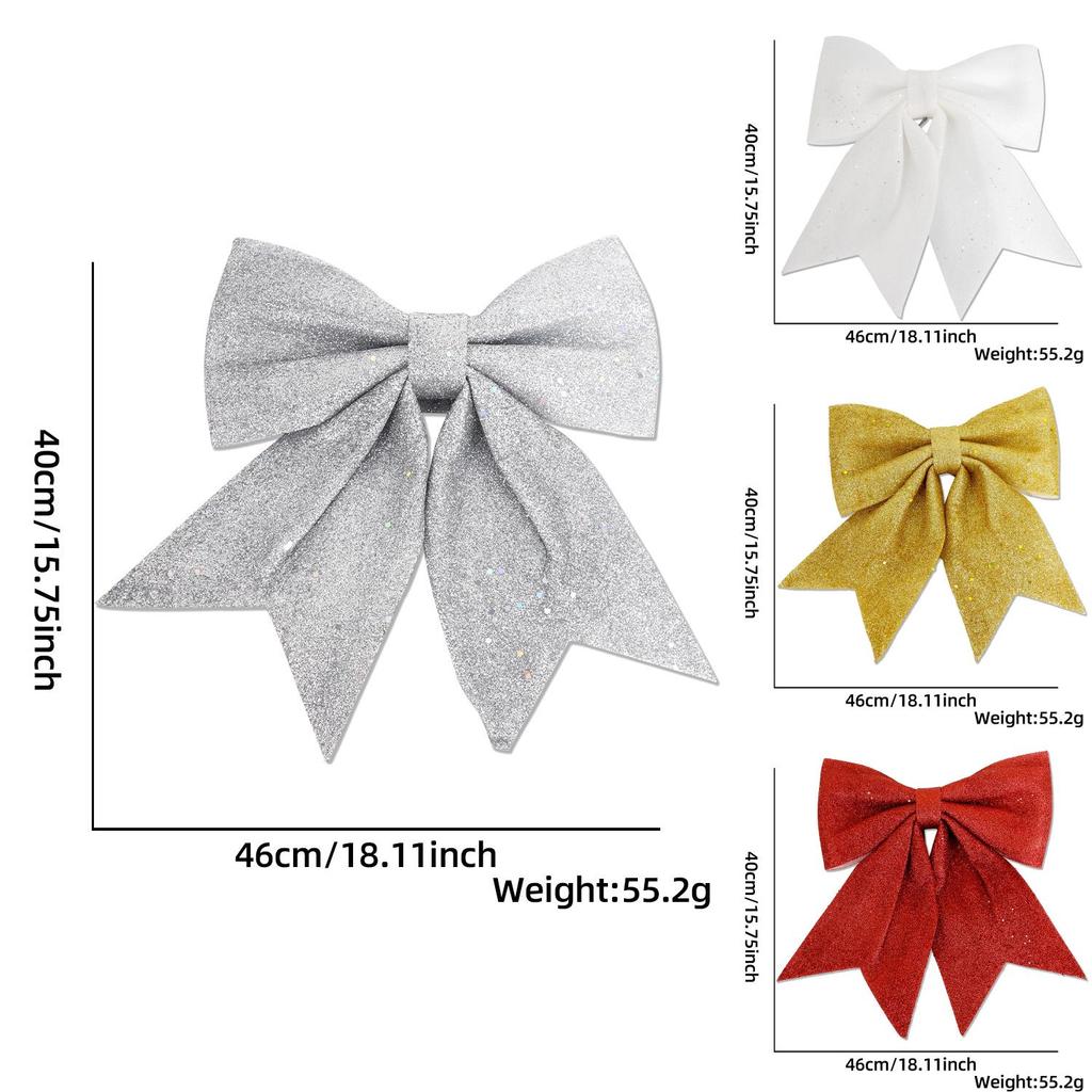 Festive Christmas Pearl Cotton Glitter Bow Ornament Decorative Accessory For Diy Decor