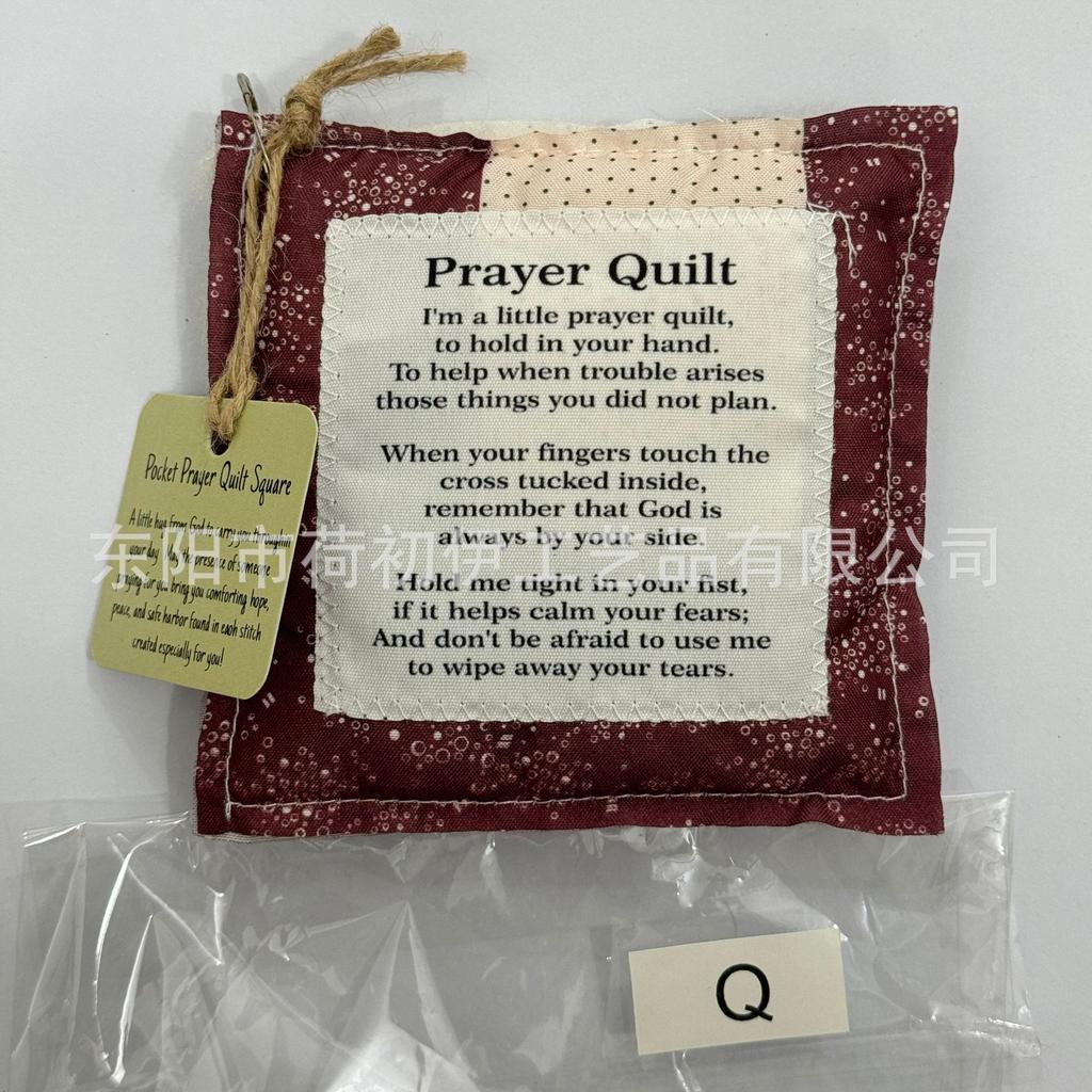 Nueva Bolsa de Tela Pequeña Creativa con Cruz y Palabras de Oración Colcha Colorida con Puntadas de Acolchado Colcha de Oración