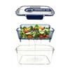 J1UL1N Airtight Food Storage Container With Removable Colander Clear Produce Keeper Drainage Basket Organizer Bins