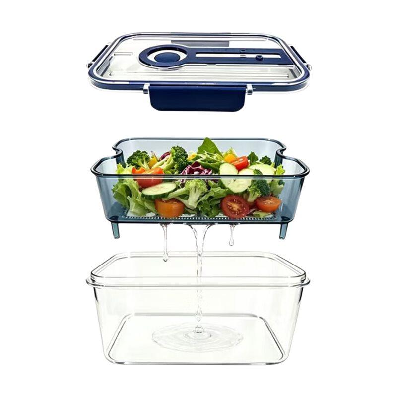 J1UL1N Airtight Food Storage Container With Removable Colander Clear Produce Keeper Drainage Basket Organizer Bins