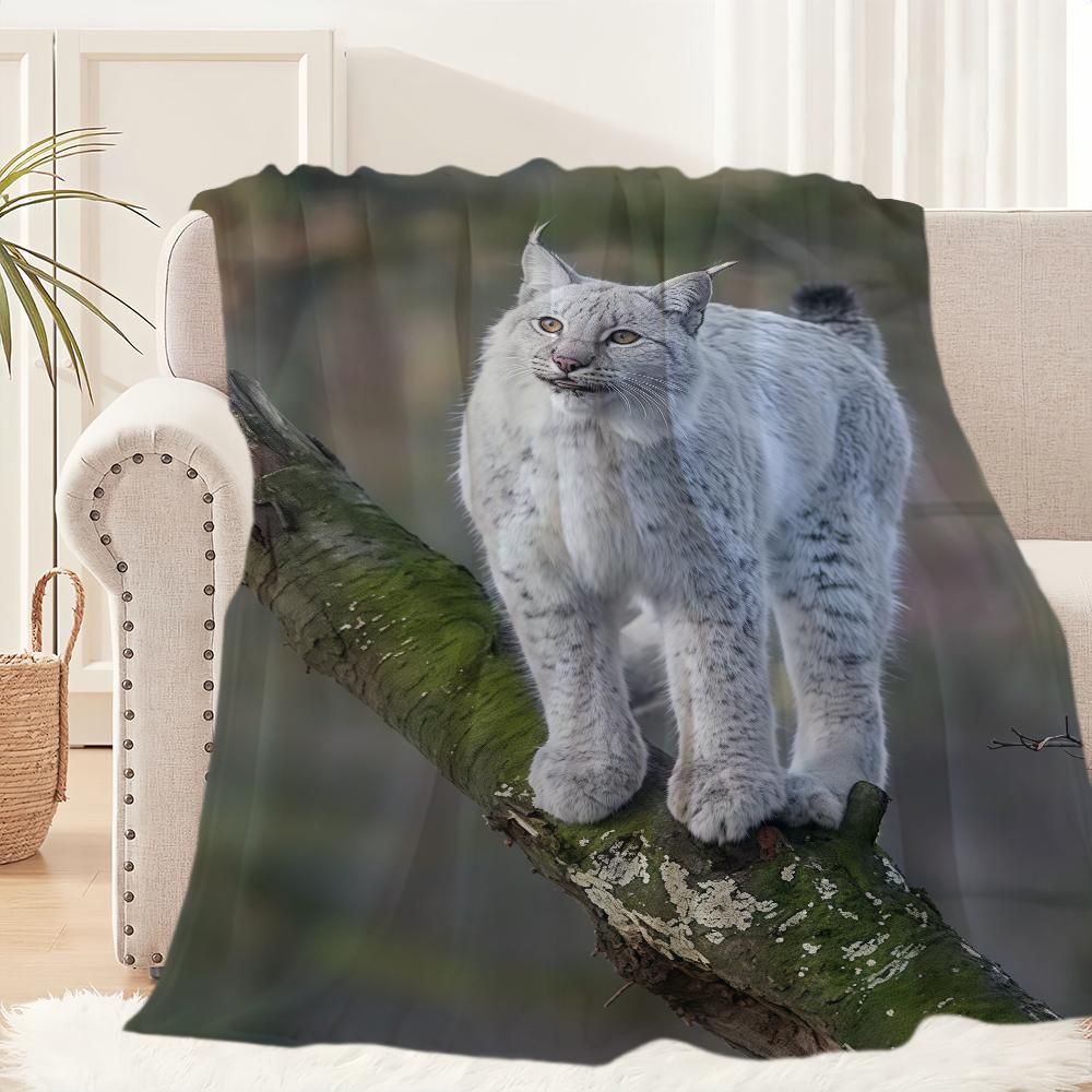 

Cute A Albino I Iberian lynx Blanket For Soft Throw Blanket for Picnic Bed Sofa Home Bedroom Cozy Warm Comfortable 75x90cm