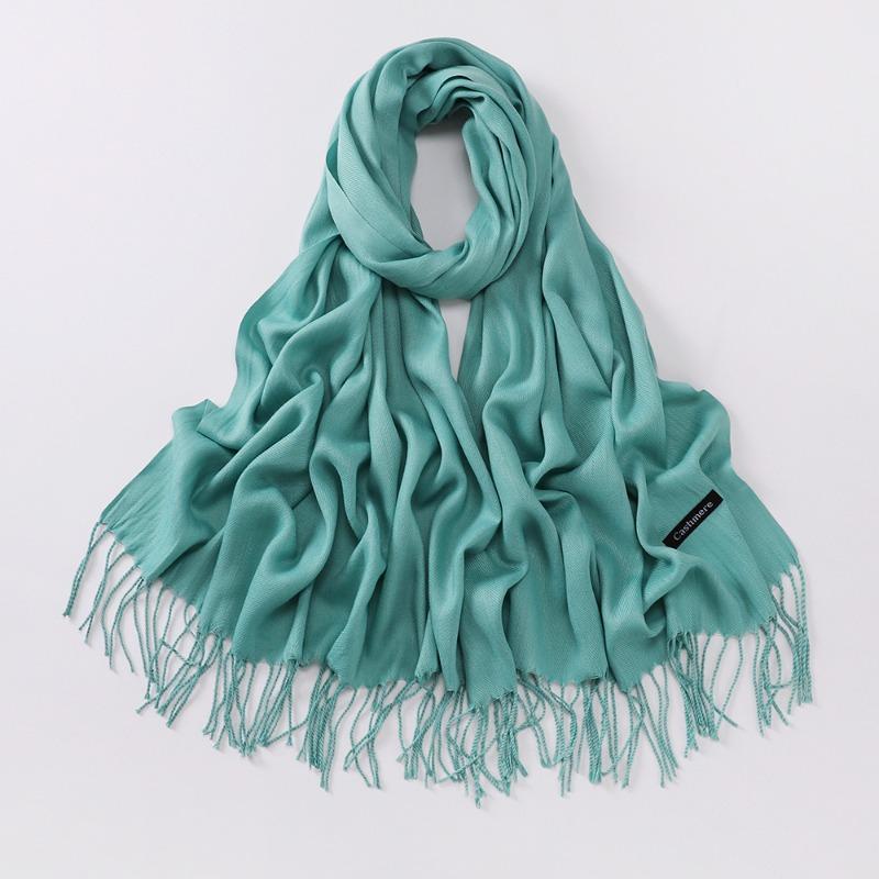 Autumn and winter various solid color imitation cashmere scarves women's monochrome thickened warm fringed shawl scarf scarf bright red scarf